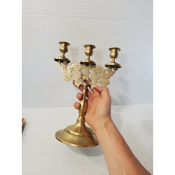 Vintage candelabra candle holders/ 3 arm candelabras/ candelabra perfect for - Picture 5 of 10